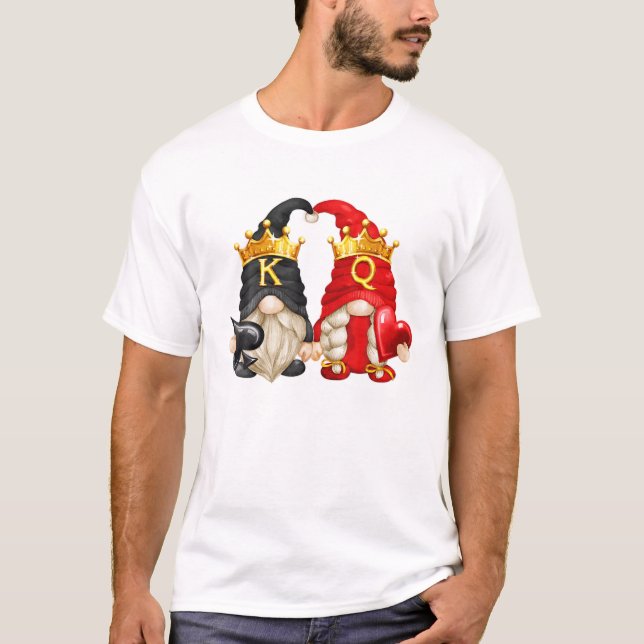 T-shirt Roi De Pique Et Reine Des Coeurs Avec Gard Drôle (Devant)