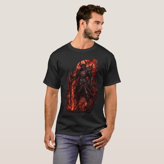 T-shirt 🔥👹 Roi Démon Infernal – Guerrier de Fantasy Somb (Devant entier)