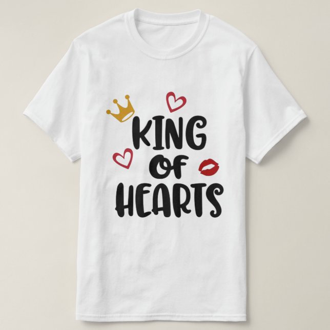 T-shirt Roi des Coeurs Saint Valentin Amour rouge/blanc (Design devant)