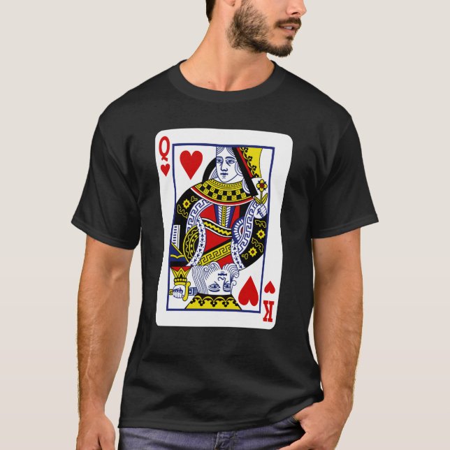 T-shirt Roi et Reine mixtes - Deux cartes de jeu en tourbe (Devant)