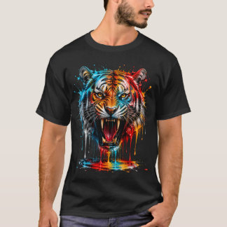 T-shirt Roi Lion Coloré Art de l'Esprit Sauvage