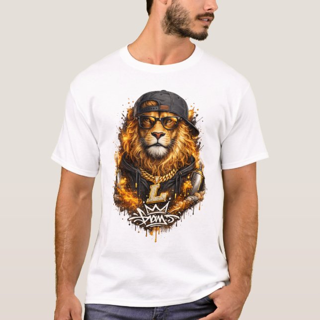 T-shirt Roi Lion Doré – Conception de Luxe pour la Rue (Devant)