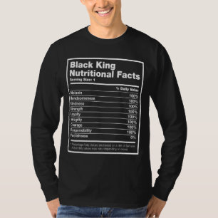 T-shirt Roi Noir Faits nutritionnels Mois de l'histoire de