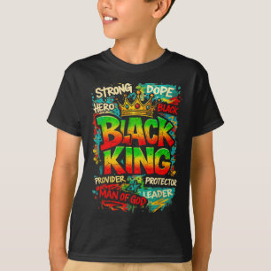 T-shirt Roi Noir Homme De Dieu Dirigeant Fort Mélanine Noi