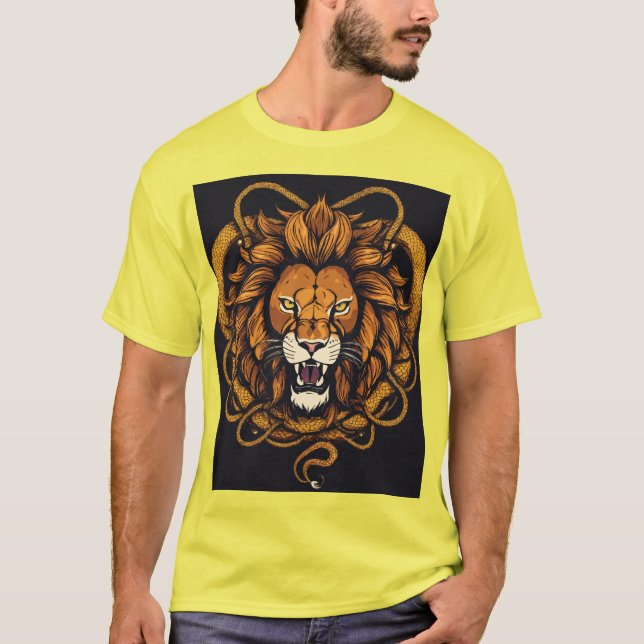 T-shirt Roi Serpent Lion. (Devant)