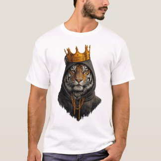 T-Shirt Roi Tigre Couronné – Style de rue royal