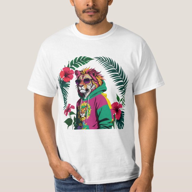 T-shirt Roi vibrant de la jungle avec style (Devant)