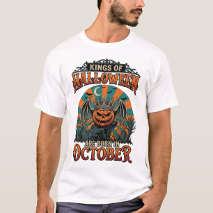 T-shirt Roitelets Halloween Nés Octobre Citrouille Couronn