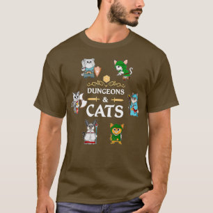 T-shirt Roleplaying Imaginaire RPG D20 Dungeons and Cats