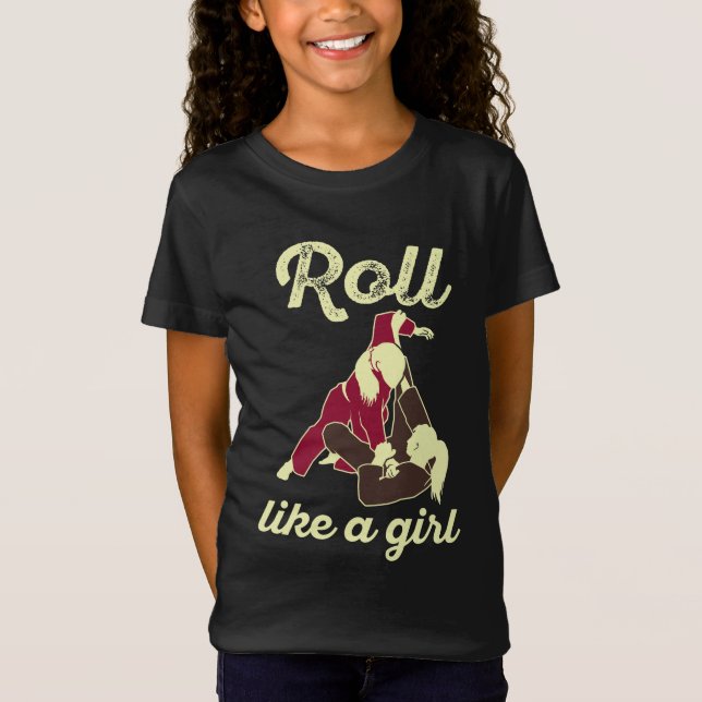 T-Shirt Roll Like a Girl Brazil Jiu Jitsu BJJ (Devant)