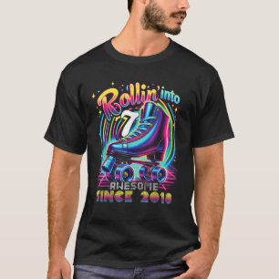 T-shirt Roller d'anniversaire patinage 7e filles Rouler en