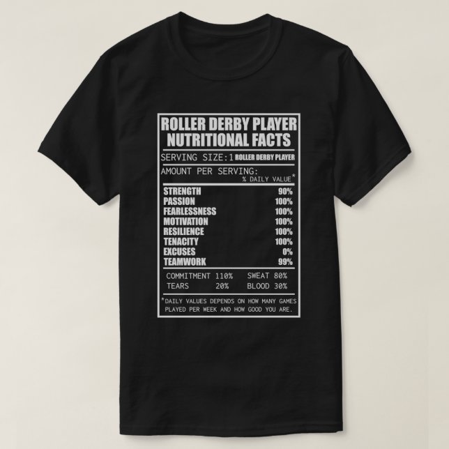 T-shirt Roller Derby Chemises Roller Indices nutritionnels (Design devant)