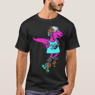 T-shirt Roller derby roller patinage rose dinosaure