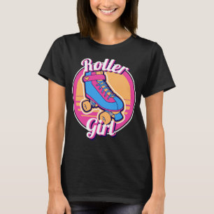 T-shirt Roller Girl Rose Blue 80s Summer Roller Skate