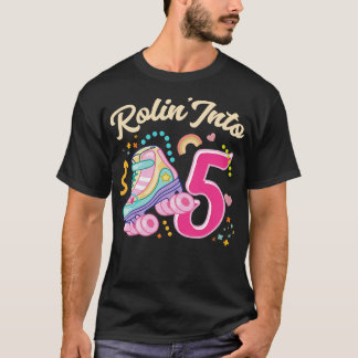 T-shirt Roller Skate 5th Birthday Girls Bday Gift For Kids