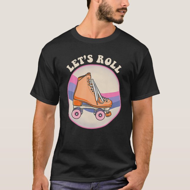 T-shirt Roller Skate Chaussures 80S Retro Skating Sport Ri (Devant)