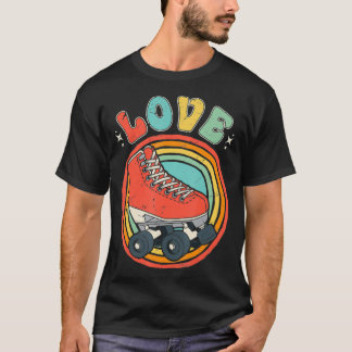 T-shirt Roller Skating Skater Love Skate Shoes Retro Vinta
