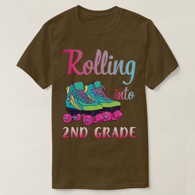 T-shirt Rollerblading Students Rolling In 2nd Grade Happ (Design devant)