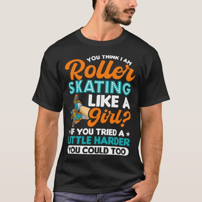 T-shirt Rollerskate Retro 90s Roller Skating Girl (Devant)