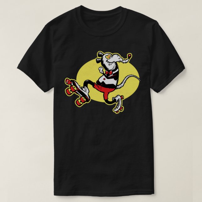 T-shirt RollerSkating Funky Rat Retro 60s les années 70 (Design devant)