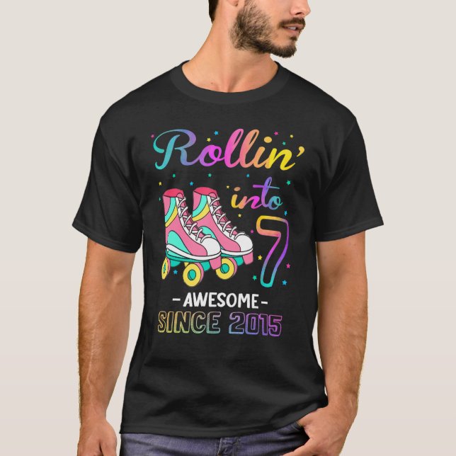 T-shirt Rollin' en 7 Awesome 2015 Roller Skating 7th Bir (Devant)