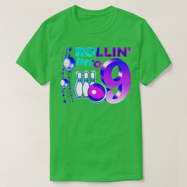 T-shirt Rollin en 9 Bowling Anniversaire 9 Anniversaire (Design devant)