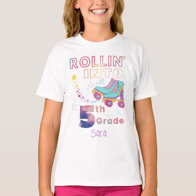 T-shirt Rollin' In Fifth Grade Girls Cute Retro (Devant)