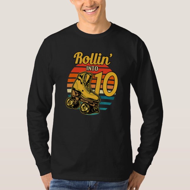 T-shirt Rollin' Into 10 Retro Roller 10e Anniversaire S (Devant)
