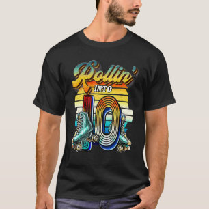 T-shirt Rollin' Into 10 Roller Skating Rink 10th Birthday
