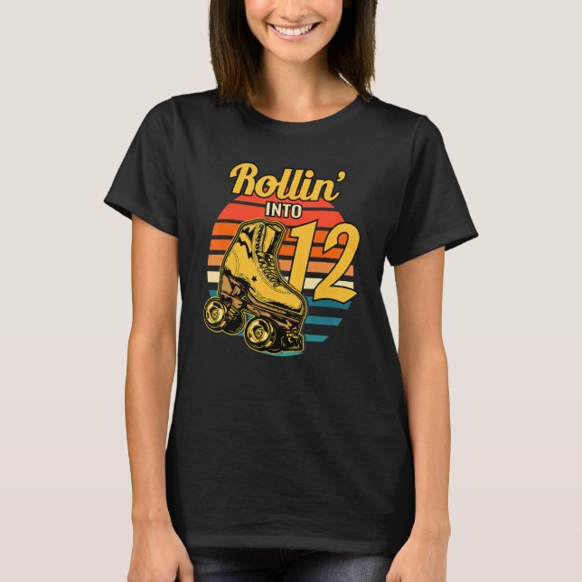 T-shirt Rollin' Into 12 Retro Roller 12ème Anniversaire S (Devant)