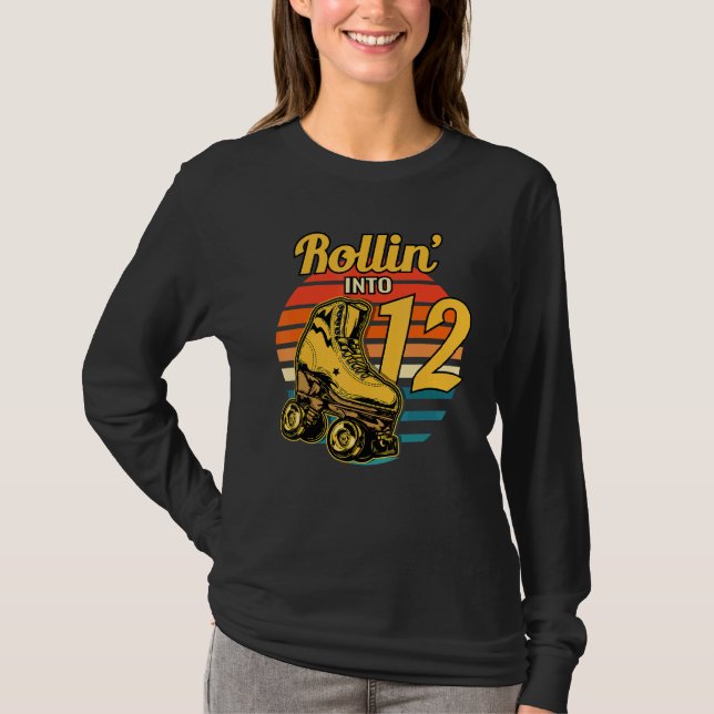 T-shirt Rollin' Into 12 Retro Roller 12ème Anniversaire S (Devant)
