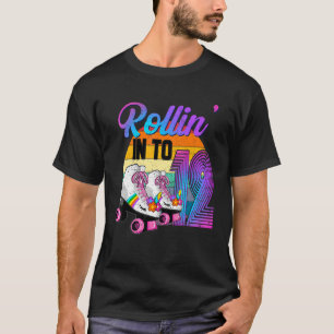 T-shirt Rollin' Into 12 Roller Skating Rink 12th Birthday