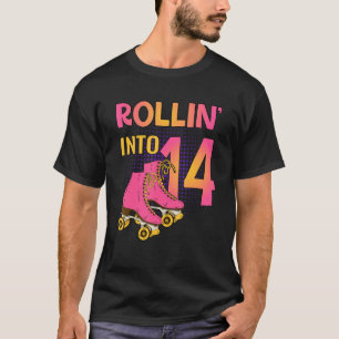T-shirt Rollin' Into 14 Roller Girl 14th Birthday Party Sk