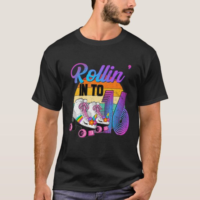 T-shirt Rollin' Into 16 Roller Skating Rink 16E Anniversai (Devant)