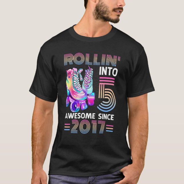 T-shirt Rollin' Into 5 Awesome 2017 Roller Skating 5th Bir (Devant)