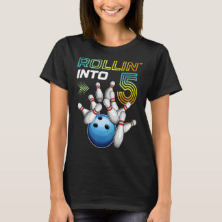 T-shirt Rollin Into 5 Retro Bowling Anniversaire 5e Bir