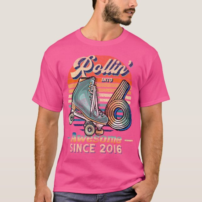 T-shirt Rollin' Into 6 Awesome 2016 Roller Skating 6Th Bir (Devant)