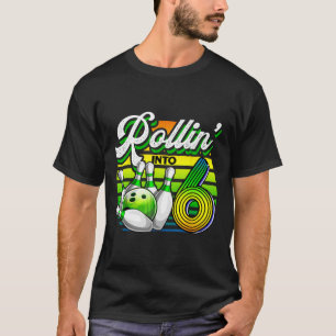 T-shirt Rollin' Into 6 Retro Bowling Ball 6e Anniversaire