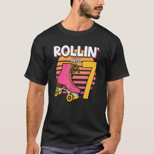 T-shirt Rollin' Into 7 Roller Girl 7th Birthday Party Skin