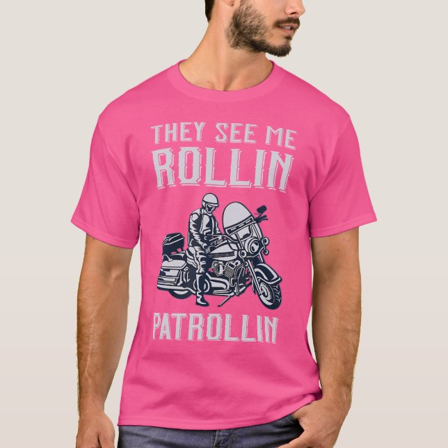 T-shirt Rollin Patrollin Police Et Motorbike Cop (Devant)