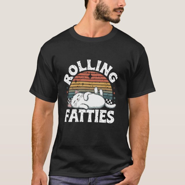 T-shirt Rolling Fatties Amoureux des chats Drôle Chat Kitt (Devant)