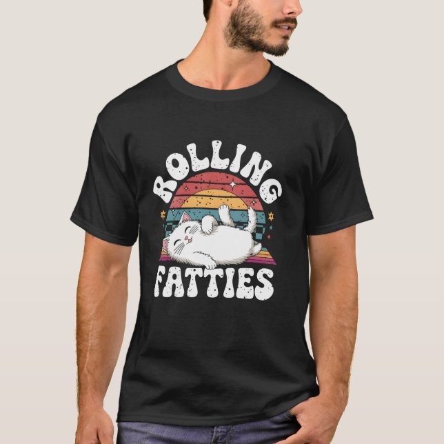T-shirt Rolling Fatties Amoureux des chats Drôle Chat Kitt (Devant)