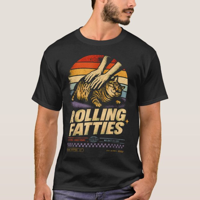 T-shirt Rolling Fatties - Chat Rétro Certifié Chonk (Devant)