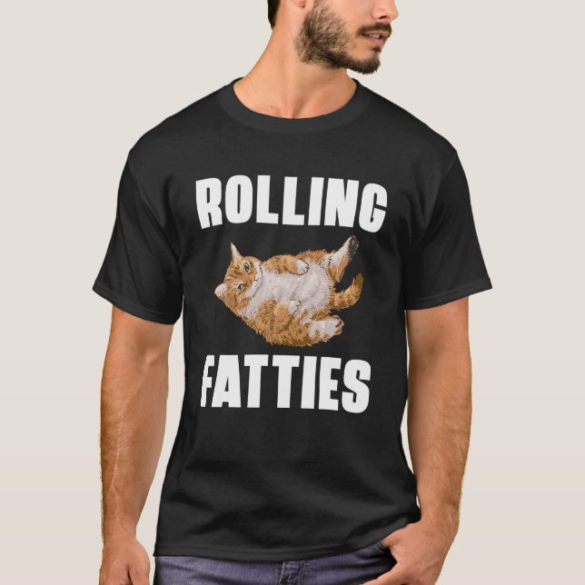 T-shirt Rolling Fatties Drôle Chat Retro Kitty Kitten Love (Devant)