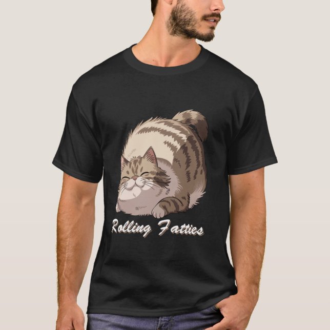 T-shirt Rolling Fatty Chat Mème Lazy Furry Kitty Humour Fu (Devant)