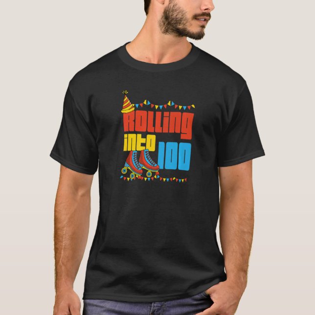 T-shirt Rolling In 100 Roller Skate 100th Birthday Party (Devant)