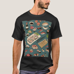 T-shirt Rolls De Sushi : Coloré Sans Couleur Vintage.