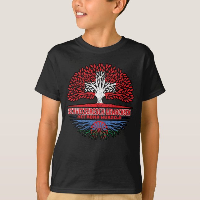 T-shirt Roma Romani Schweizer Schweiz Baum Wurzel Flagge (Devant)