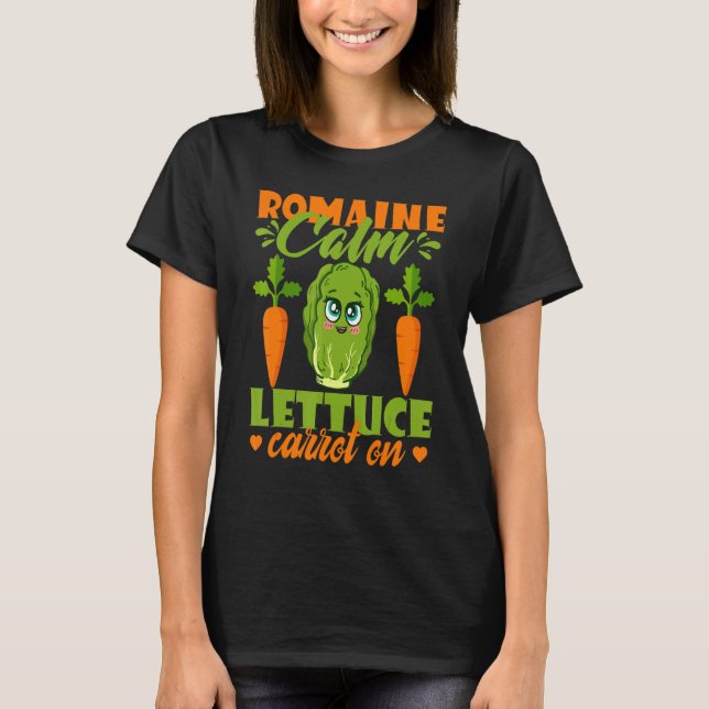 T-shirt Romaine Calm Lettuce Carrot On Vegan Vegetarian Pu (Devant)