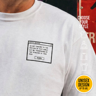 T-shirt Romains 12:2 Fenêtre d'alerte informatique noir et